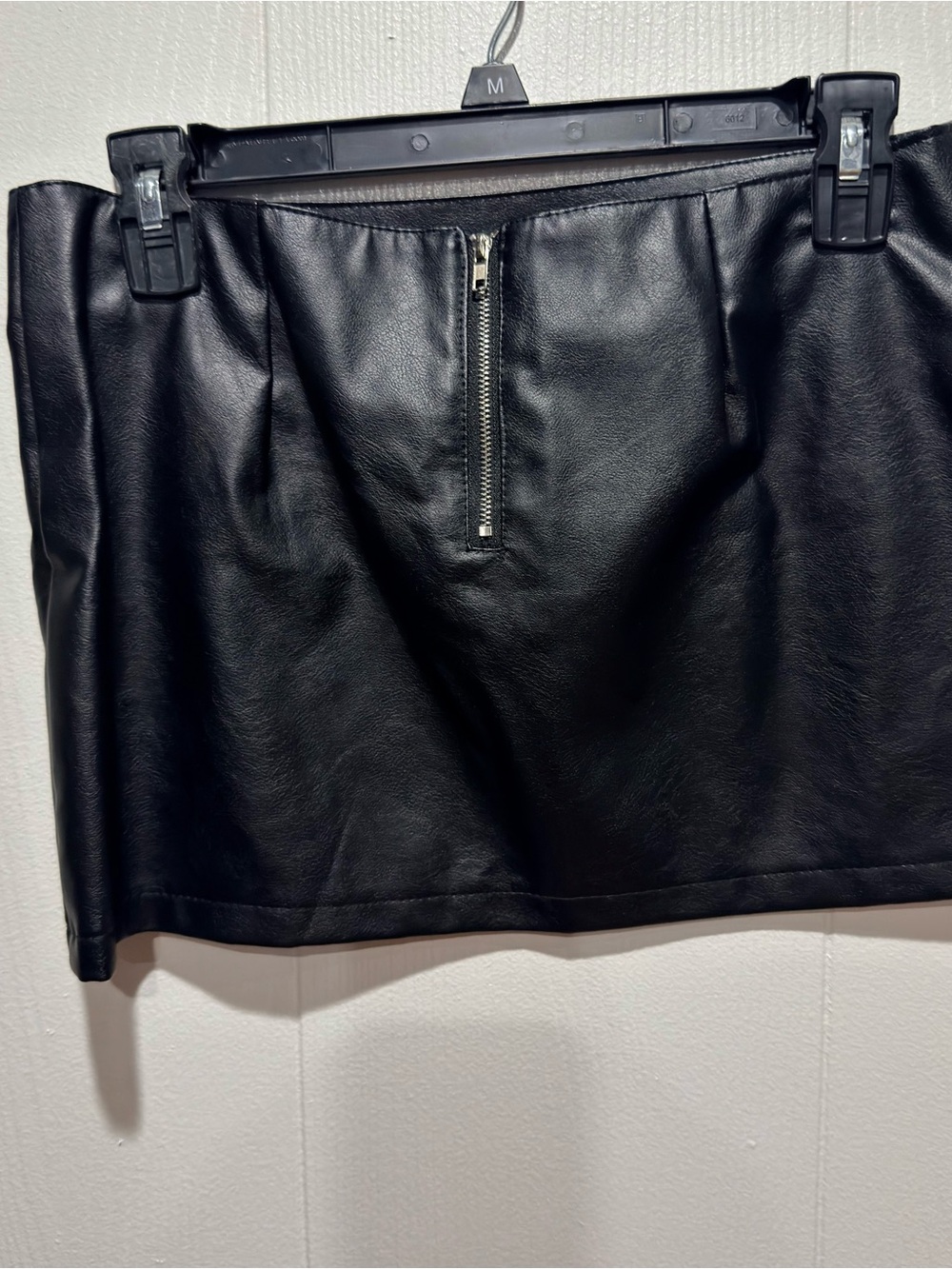 Faux Leather Black Mini Skirt with Front Zip